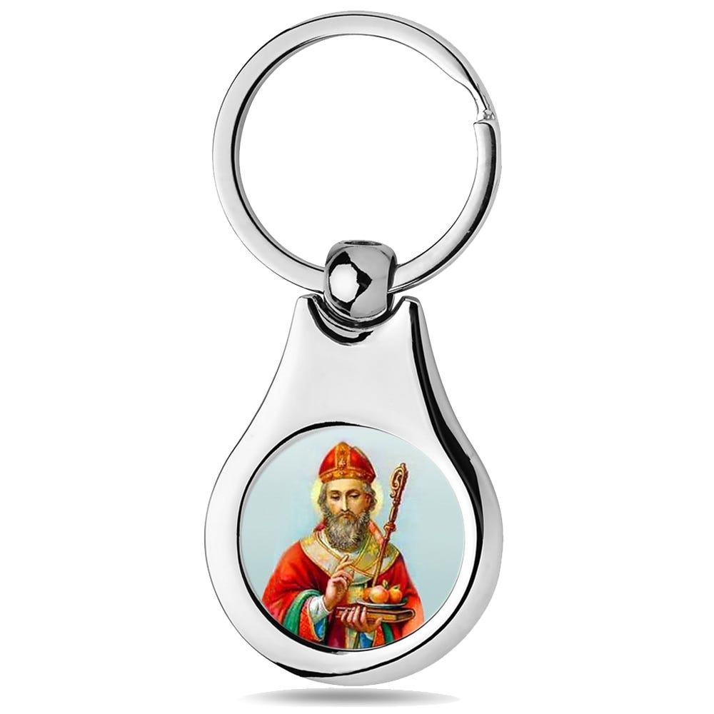 Stainless Steel Color Saint Nicholas Keychain
