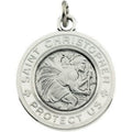 Saint Christopher Religious Medal with White Enamel
