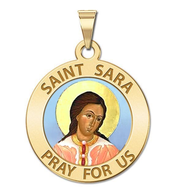 Saint Sara Round Religious Medal Color