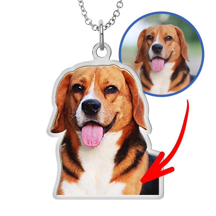 Photo Outline Dog Pendant or Charm with 18" Chain Included