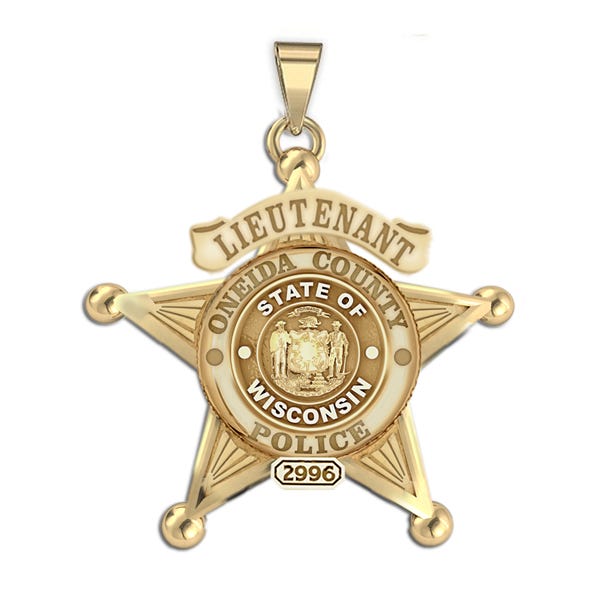 Personalized 5-Point Star Wisconsin Sheriff Badge with Your Dept., Rank and Number