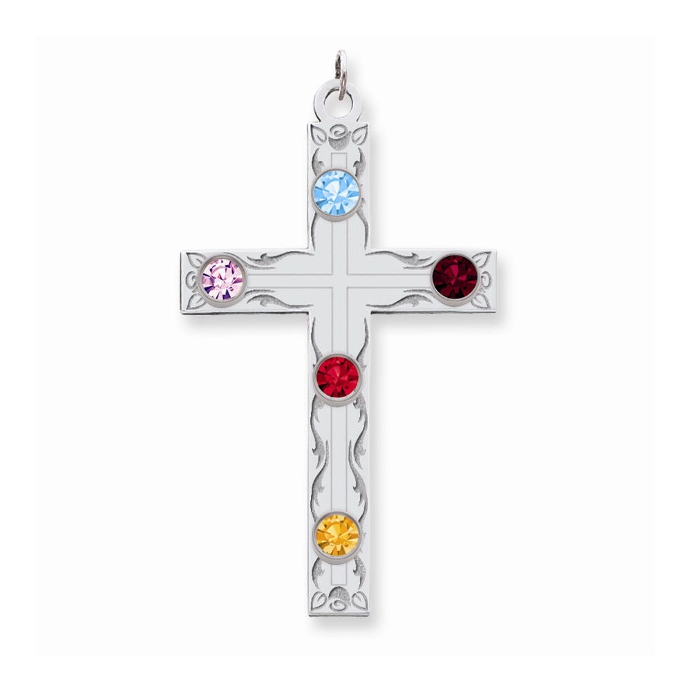Crystal Family Cross Pendant