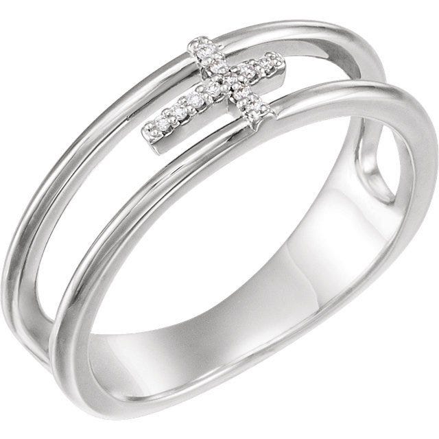 03 Ctw Diamond Negative Space Cross Ring