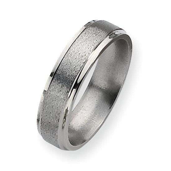 Titanium Ridged Edge Approx. 0.24 Inch Satin and Polished Wedding Band