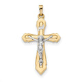 14K Two-Tone Polished Inri Broad-Arms Crucifix Pendant