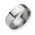 Titanium Ridged-Edge Approx. 0.31 Inch Polished Wedding Band