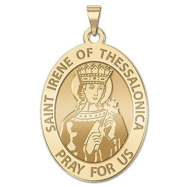 Saint Irene Of Thessalonica Oval Religious Medal