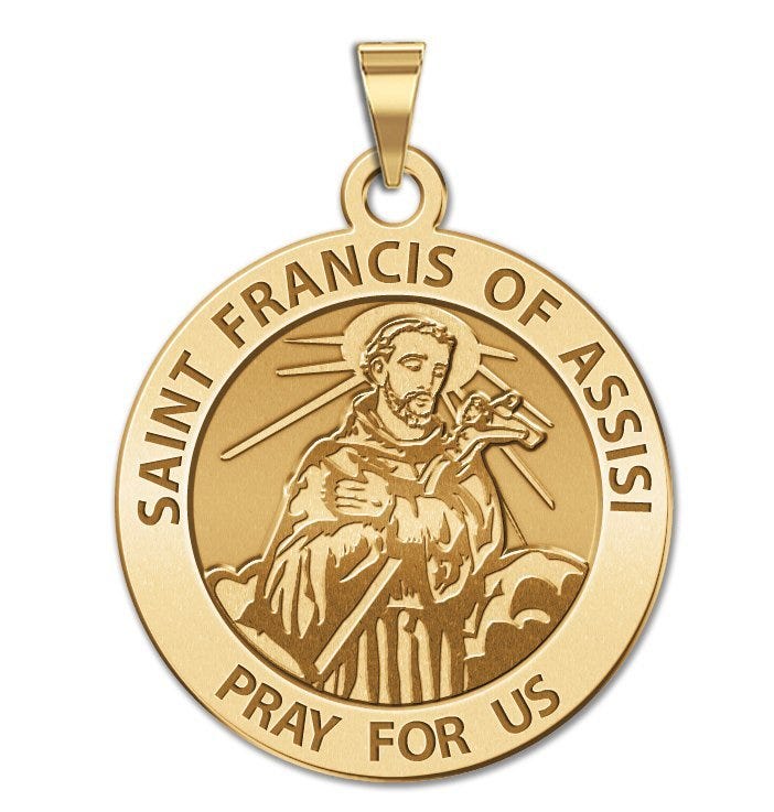 Saint Francis Of Assisi Traditional Round Religious Medal