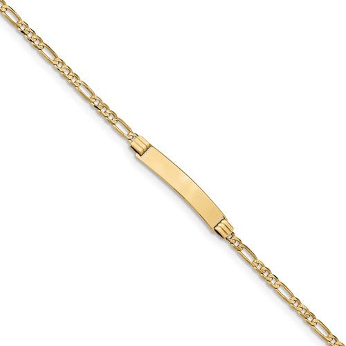 Custom Engraved 14K Gold Women's Figaro Link ID Bracelet