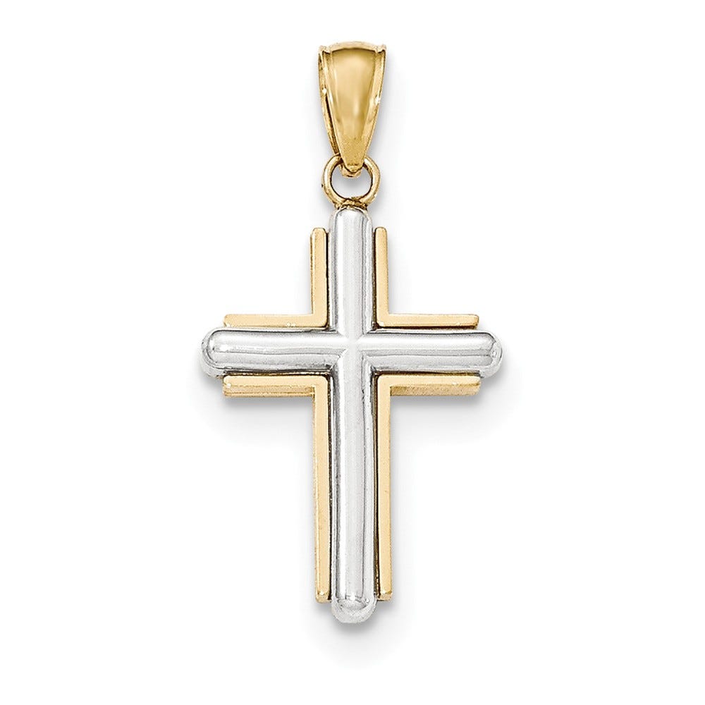 Two-Tone Double-Outline Cross Pendant