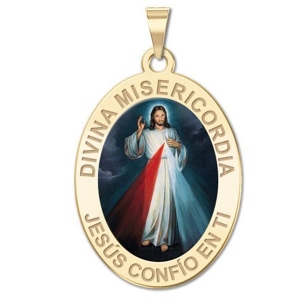 Divina Misericordia Jesus Color Oval Medal