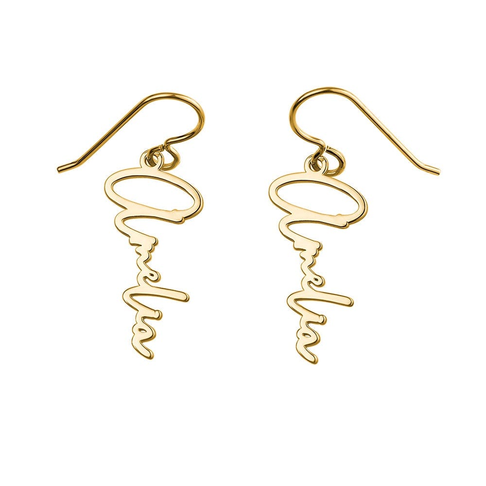 Modern Script Name Dangle Earrings