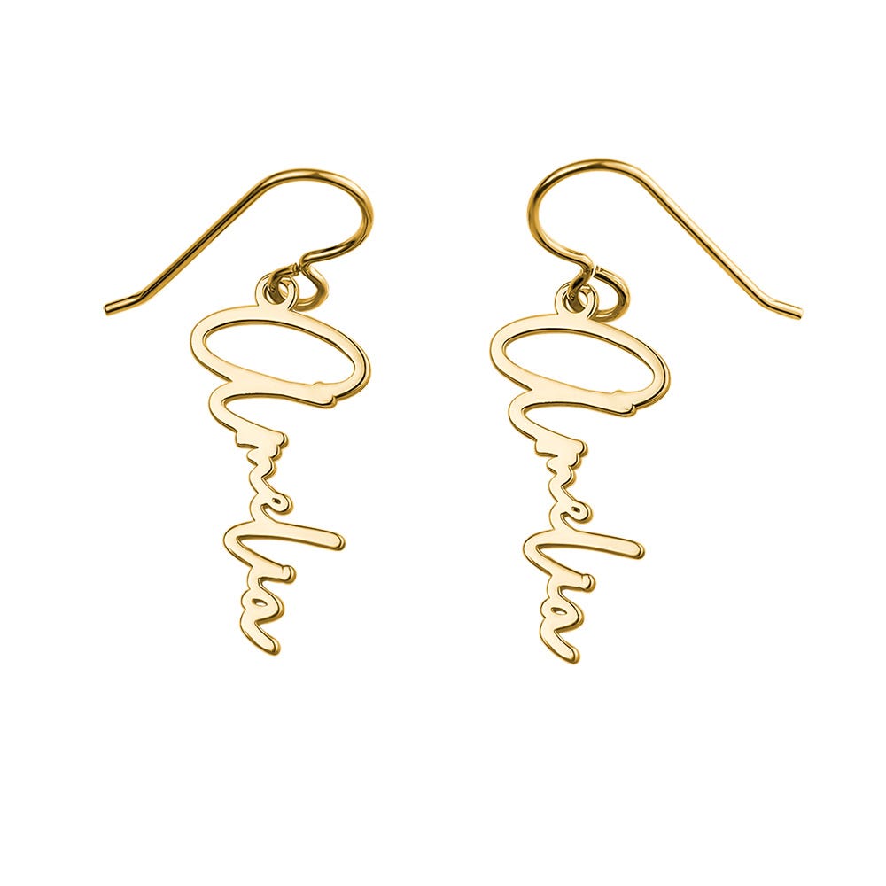 Modern Script Name Dangle Earrings