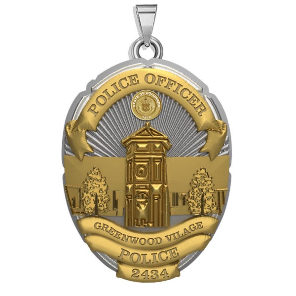 Personalized Colorado Greenwood Police Badge with Your Rank and Number