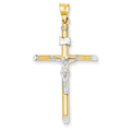 14K Two-Tone And Rhodium Inri Crucifix Pendant