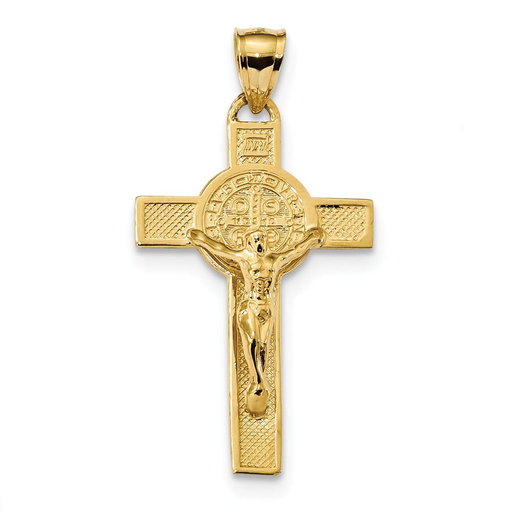 14K San Benito 2-Sided Crucifix Pendant