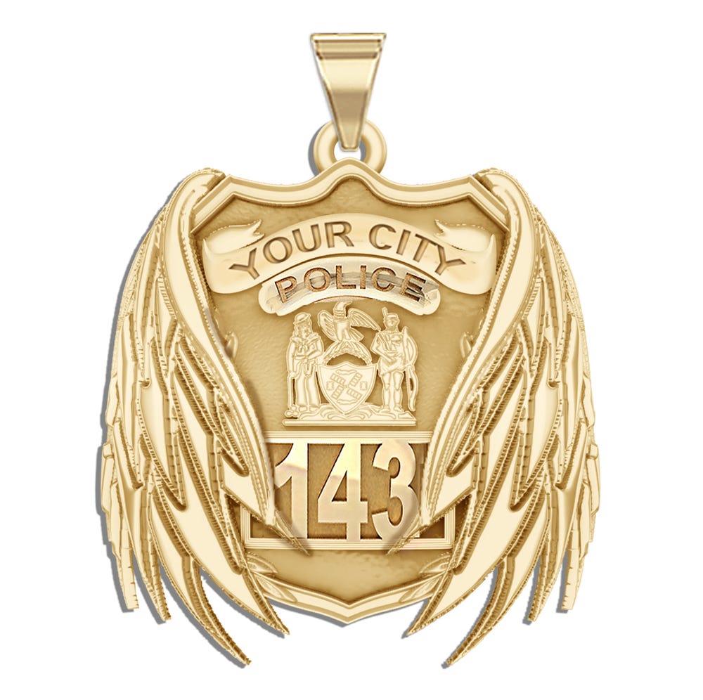 Personalized Angel Wing Police Badge with Department and Number
