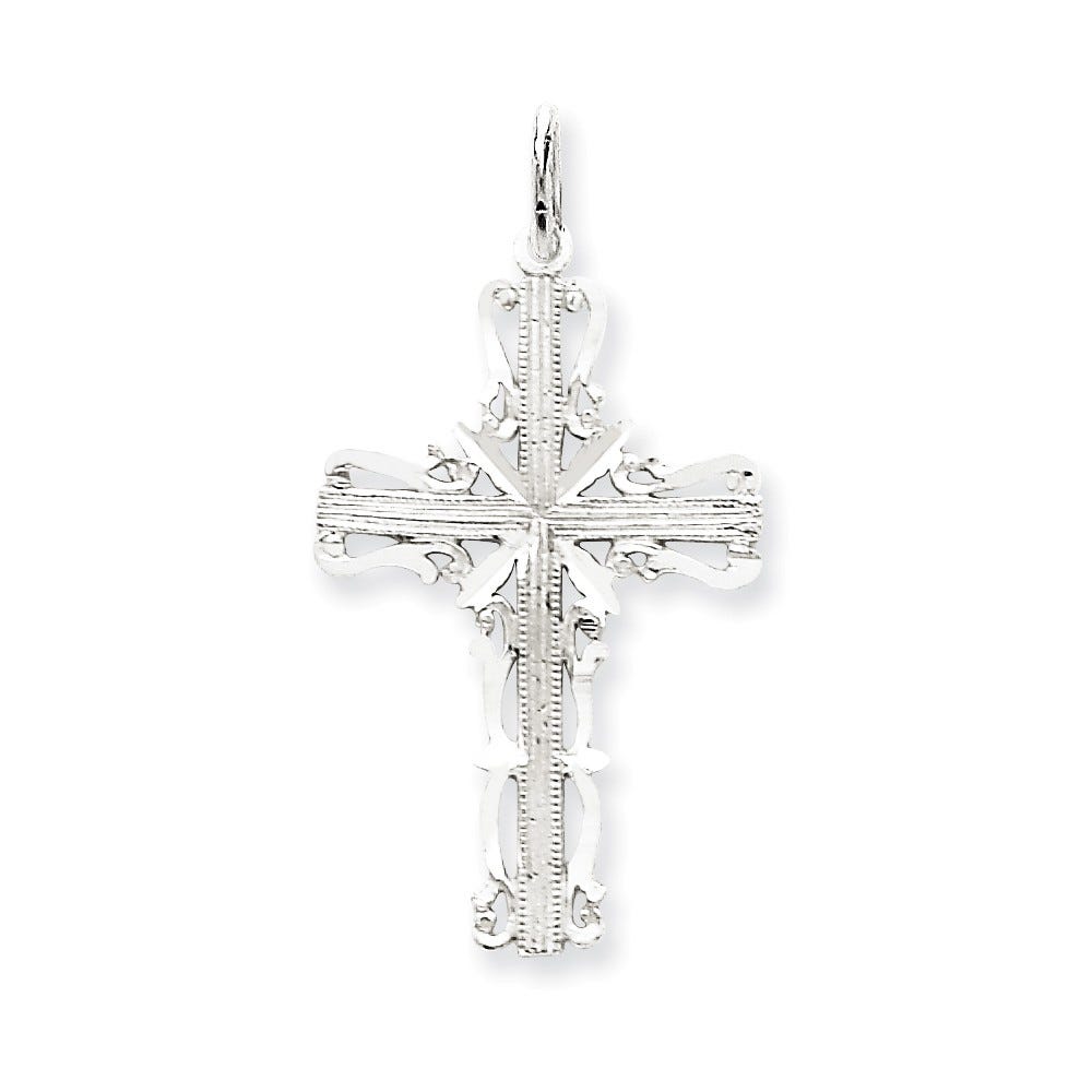 14K White Gold Latin Flared-Arm Cross Pendant