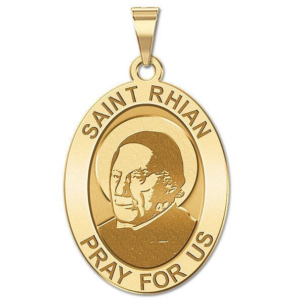 Saint Rhian - Oval Religious Medal