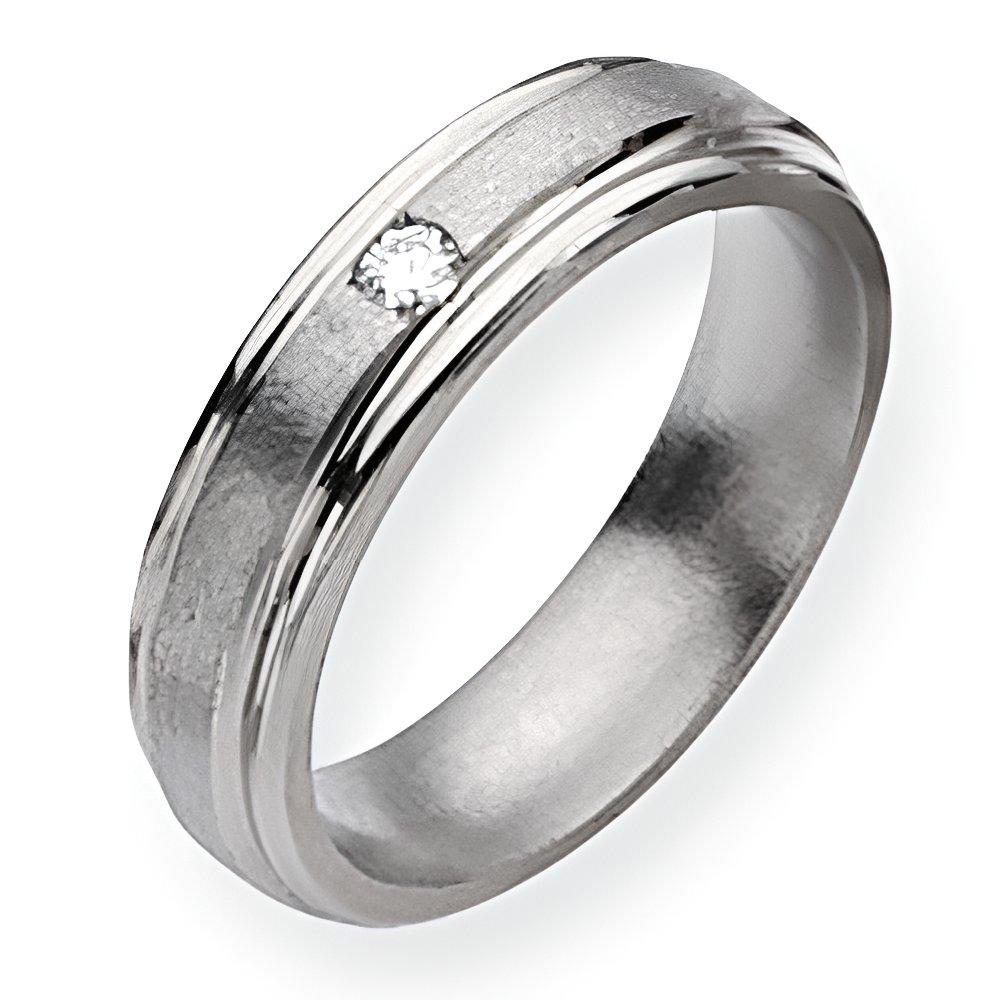 Titanium Approx. 0.24 Inch Diamond Satin and Polished Wedding Band