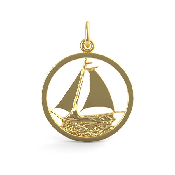 Sail Boat in Ring Charm