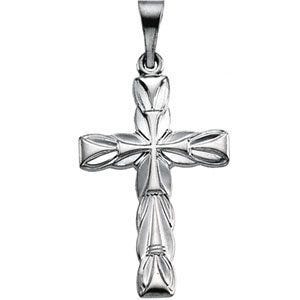14K White Gold Cross Pendant