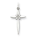 Sterling Silver Laser Designed Floral-Center Cross Pendant