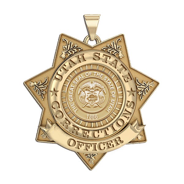Personalized Utah Corrections Badge with Rank, Number and Dept