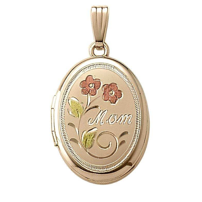 14K Gold Filled Mom Oval Photo Locket