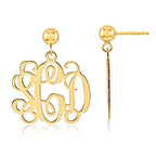 Outlined Monogram Vine Script Post Dangle Earrings
