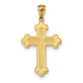 14K Satin & Polished Budded Cross Pendant
