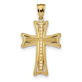 14K Gold Diamond-Cut Cross Pendant