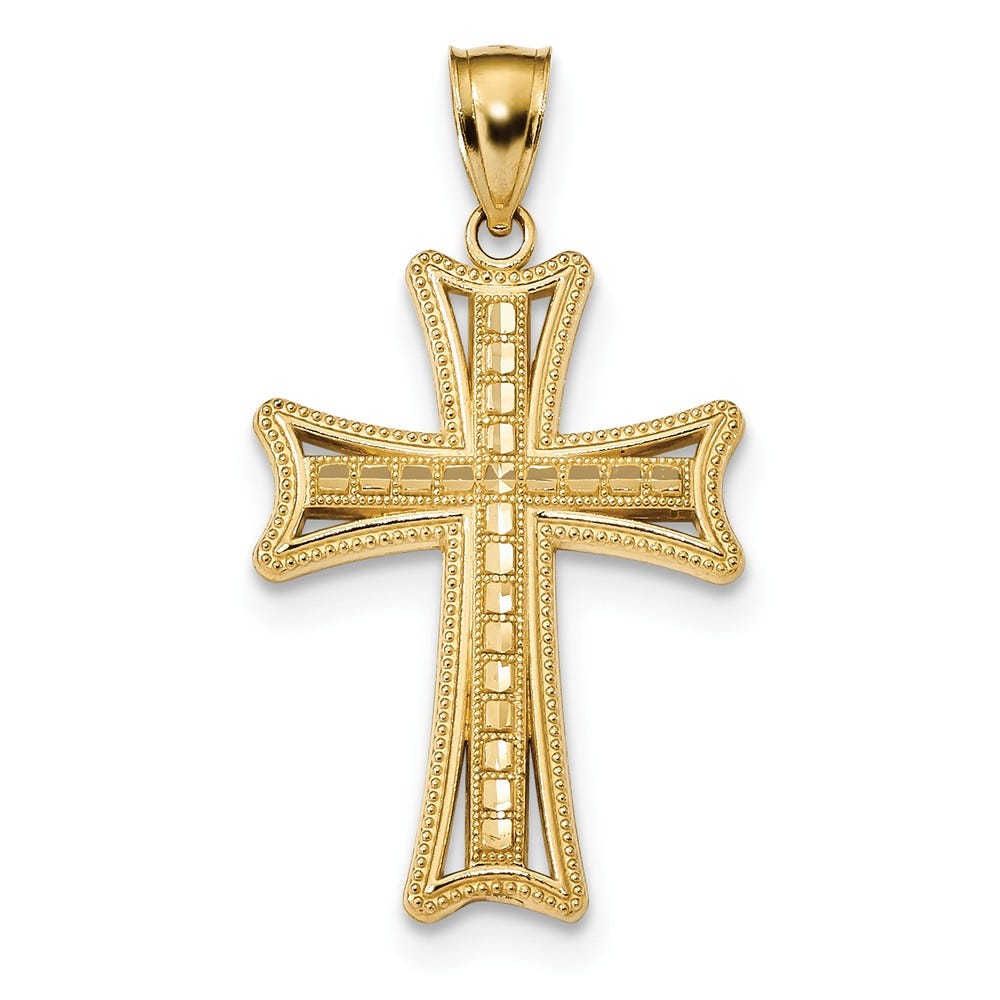 14K Gold Diamond-Cut Cross Pendant