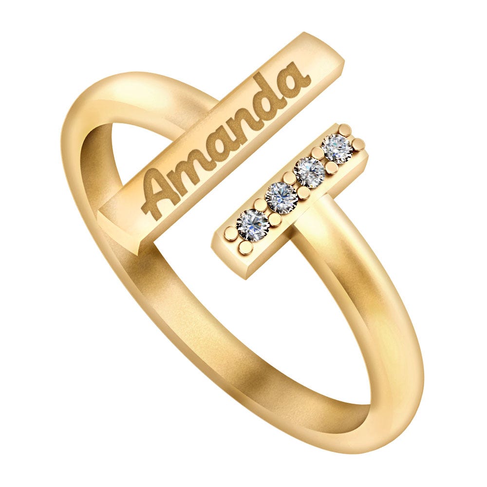 Exclusive Personalized Name Ring with Diamonds