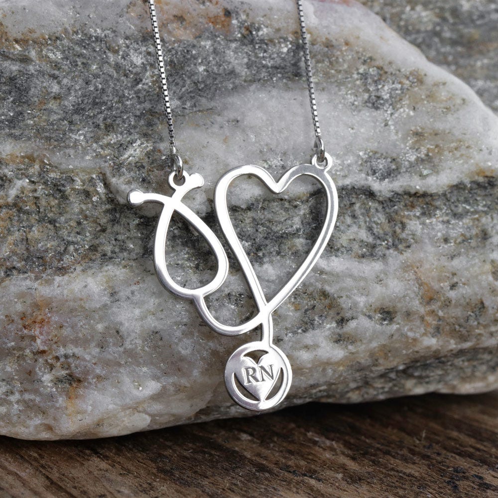 Personalized Nurse Stethoscope Necklace with Chain