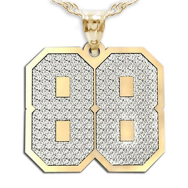 Jersey Hammered 2 Digit Number Charm or Pendant