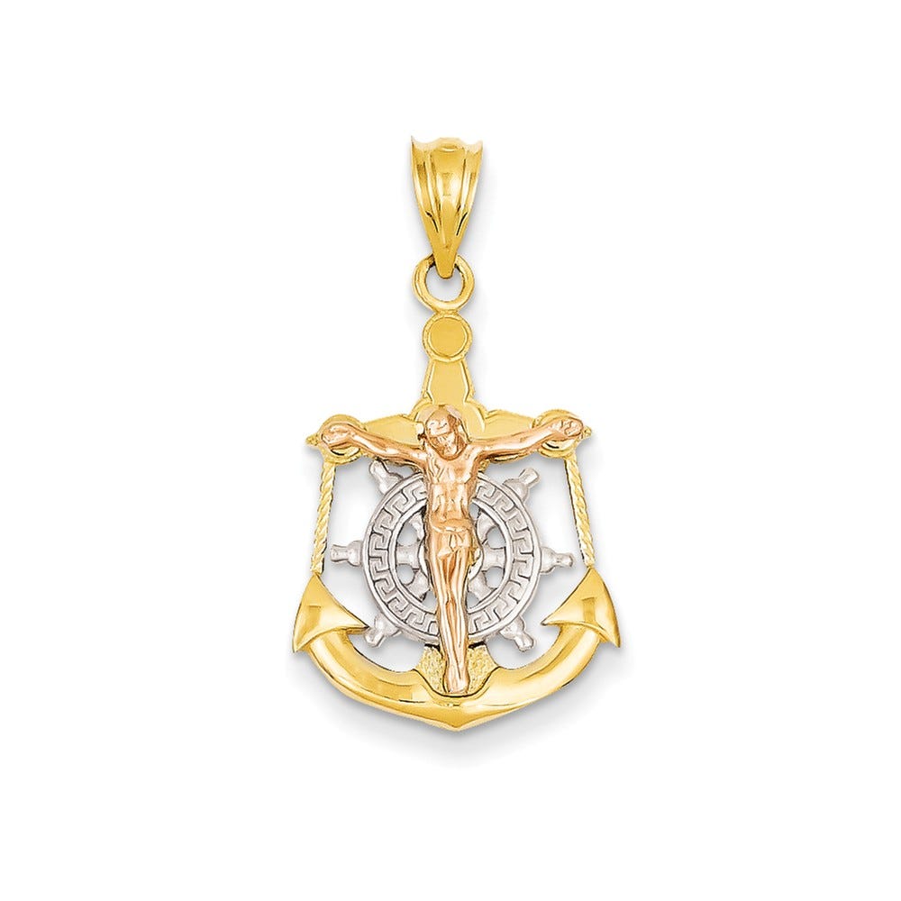 14K Tri Color Gold Mariners Cross