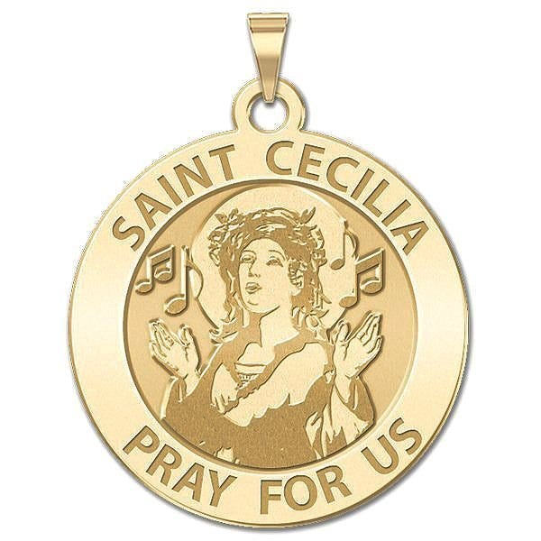 Saint Cecilia Round Religious Medal (Singing)