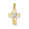 14K Two-Tone Diamond-Cut Cross Pendant