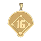 Personalized Baseball Diamond with Number Pendant or Charm
