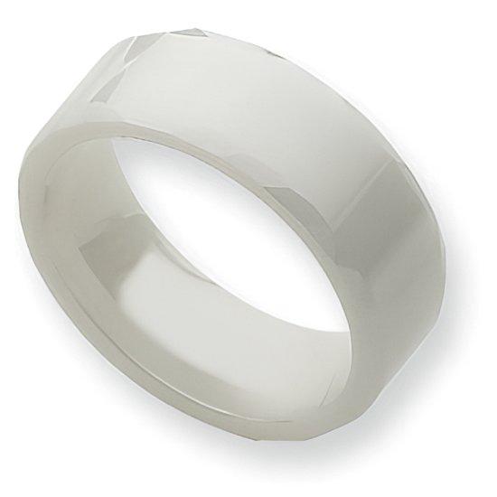 Ceramic White Faceted Edge Approx. 0.31 Inch Polished Wedding Band