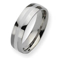 Stainless Steel Silver Inlay Approx. 0.24 Inch Polished Wedding Band