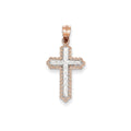 14K Rose Gold Rhodium Diamond-Cut Cross Pendant