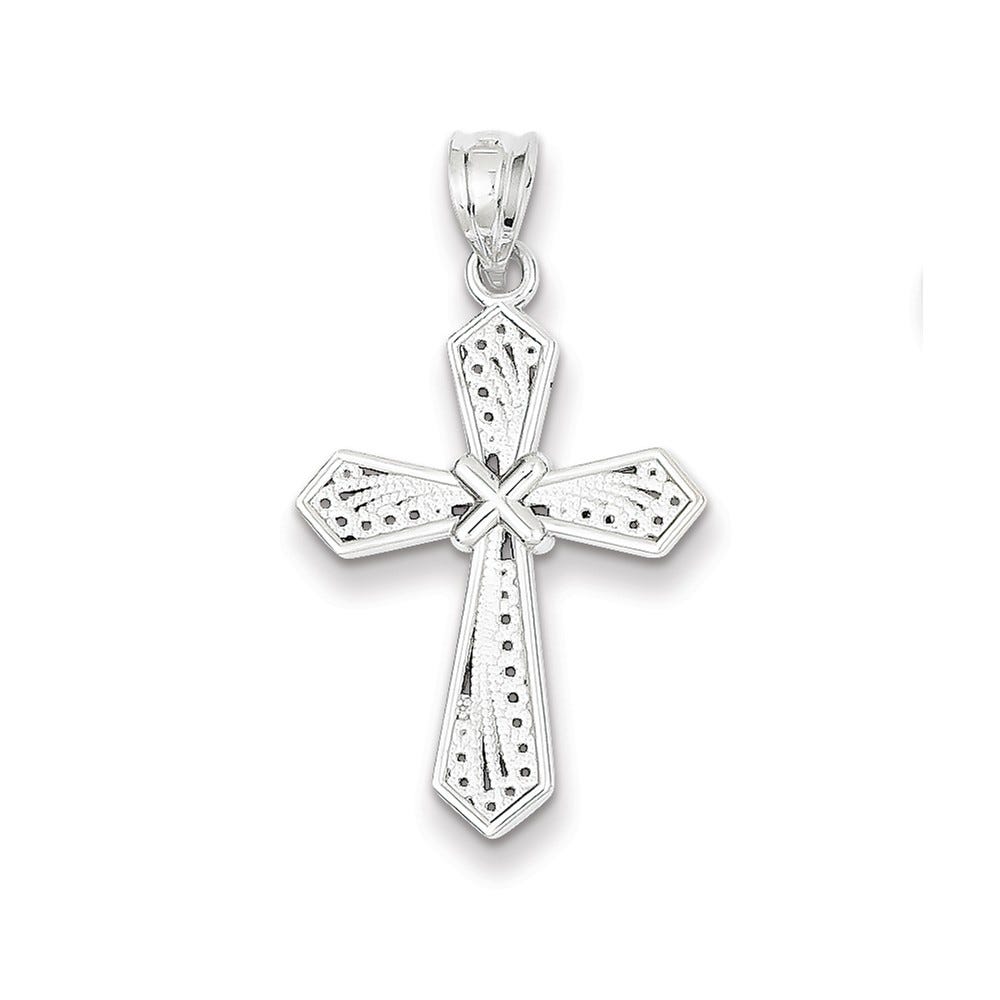 14K White Gold Passion Cross Pendant