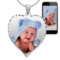 Petite Heart Photo Pendant/Charm with Diamond Cut Edge