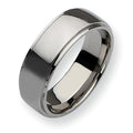 Stainless Steel Ridged Edge Approx. 0.31 Inch Polished Wedding Band