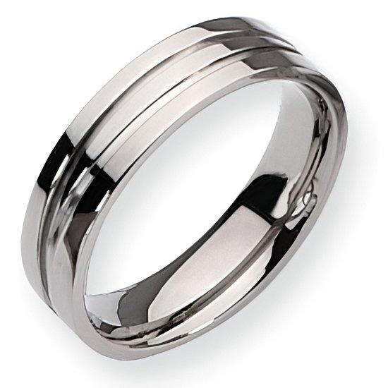Titanium Grooved Approx. 0.24 Inch Polished Wedding Band