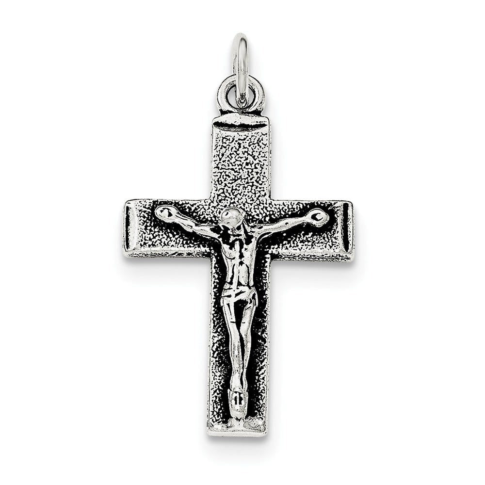 Antiqued Squared Cross Crucifix Pendant