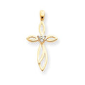 14K Yellow Gold Aa Diamond Cross Pendant