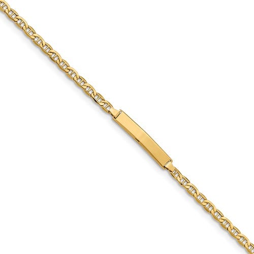 Custom Engraved 14K Gold Women's Anchor Link ID Bracelet